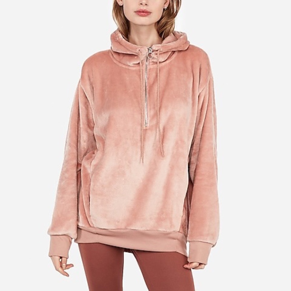 Express OneEleven Oversized Pink Velour Hoodie | Size Small 💗❄️
